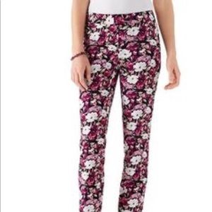 WHBM pink floral slim ankle stretch pant jean 4